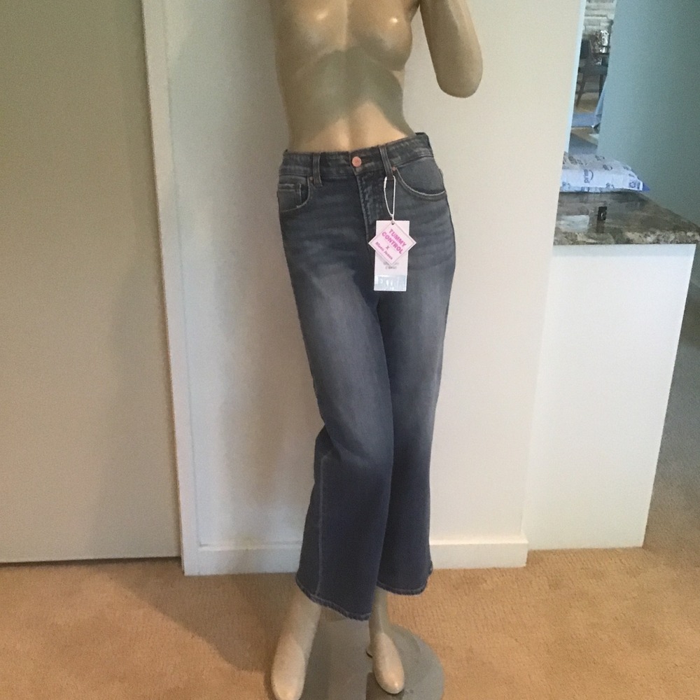 NEW Risen Jeans Womens Tummy Control Wide Leg Mid Rise Blue Denim 1/25 RDP5926